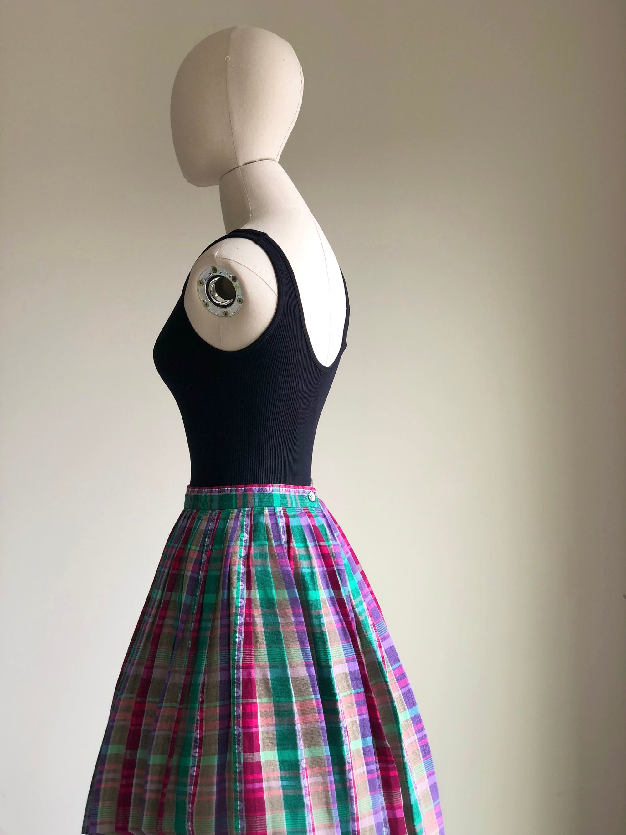 1980s Vintage Cyrano Checkered Skirt SMALL