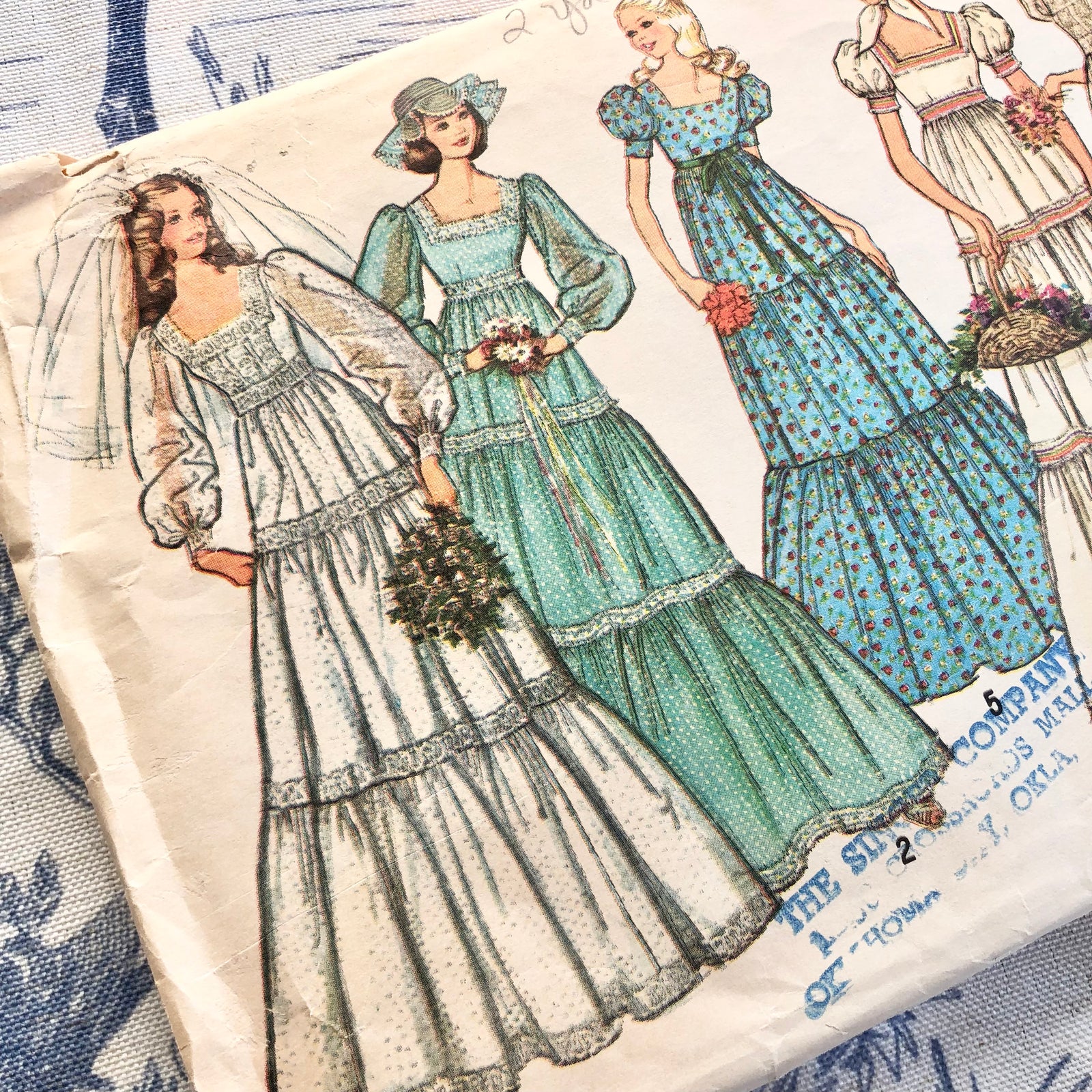 1974 Simplicity Misses' Wedding and Bridesmaid Dress and Scarf Sewing Patterns