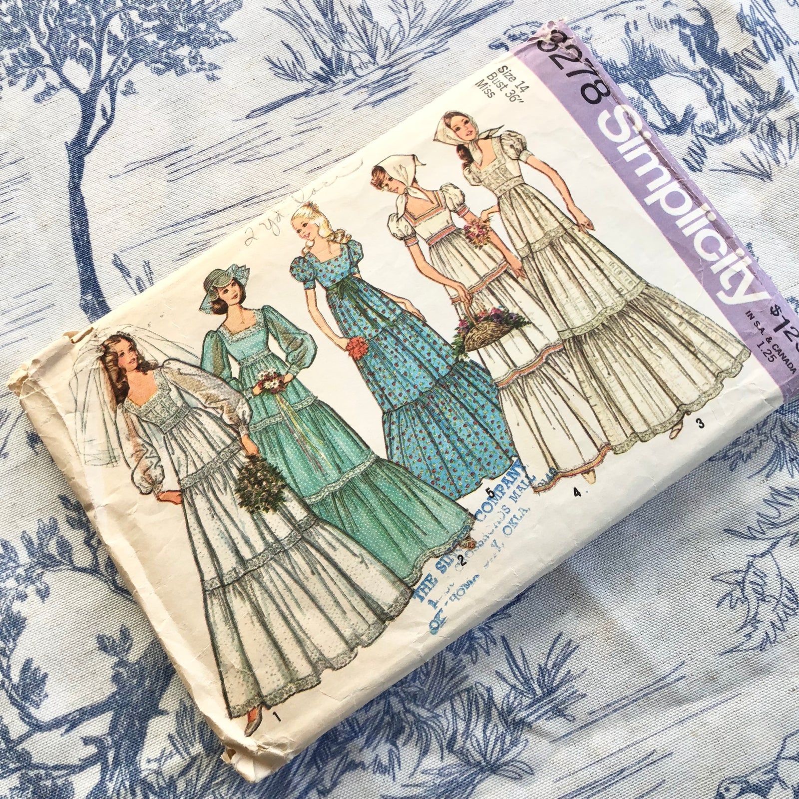 1974 Simplicity Misses' Wedding and Bridesmaid Dress and Scarf Sewing Patterns