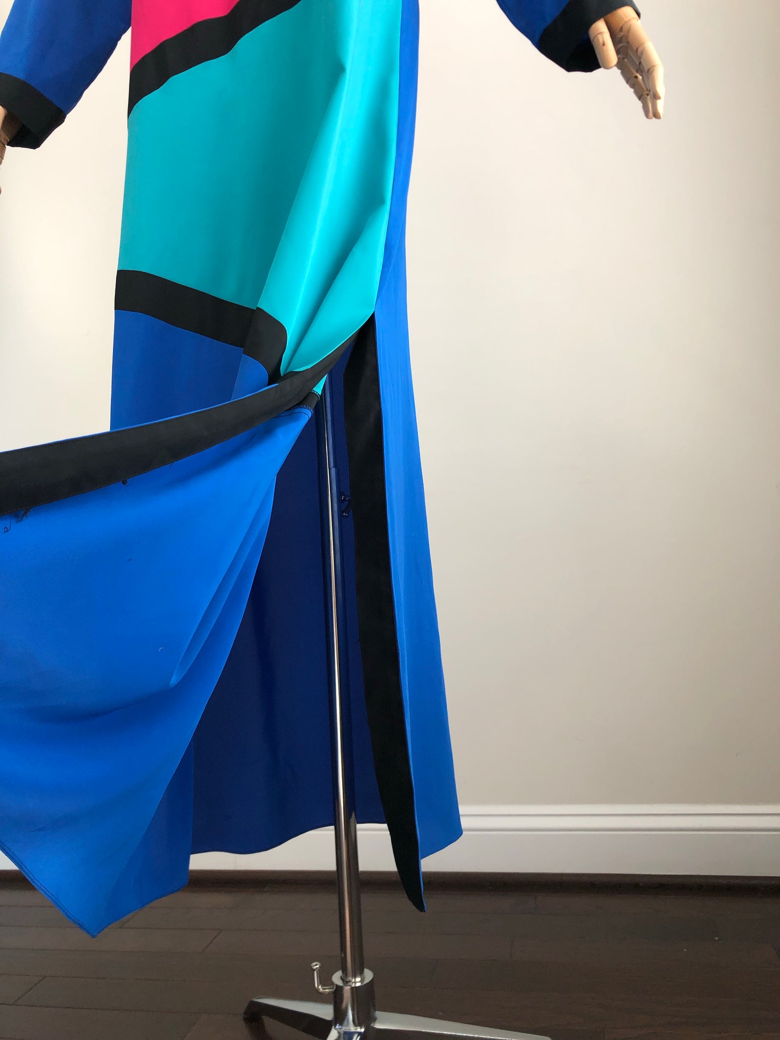 1980s Oscar De La Renta Color Block Dress LARGE