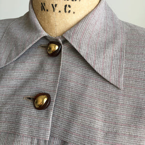 1940's WWII Era RARE Charles Hymen Original Dagger Collar Suit SMALL