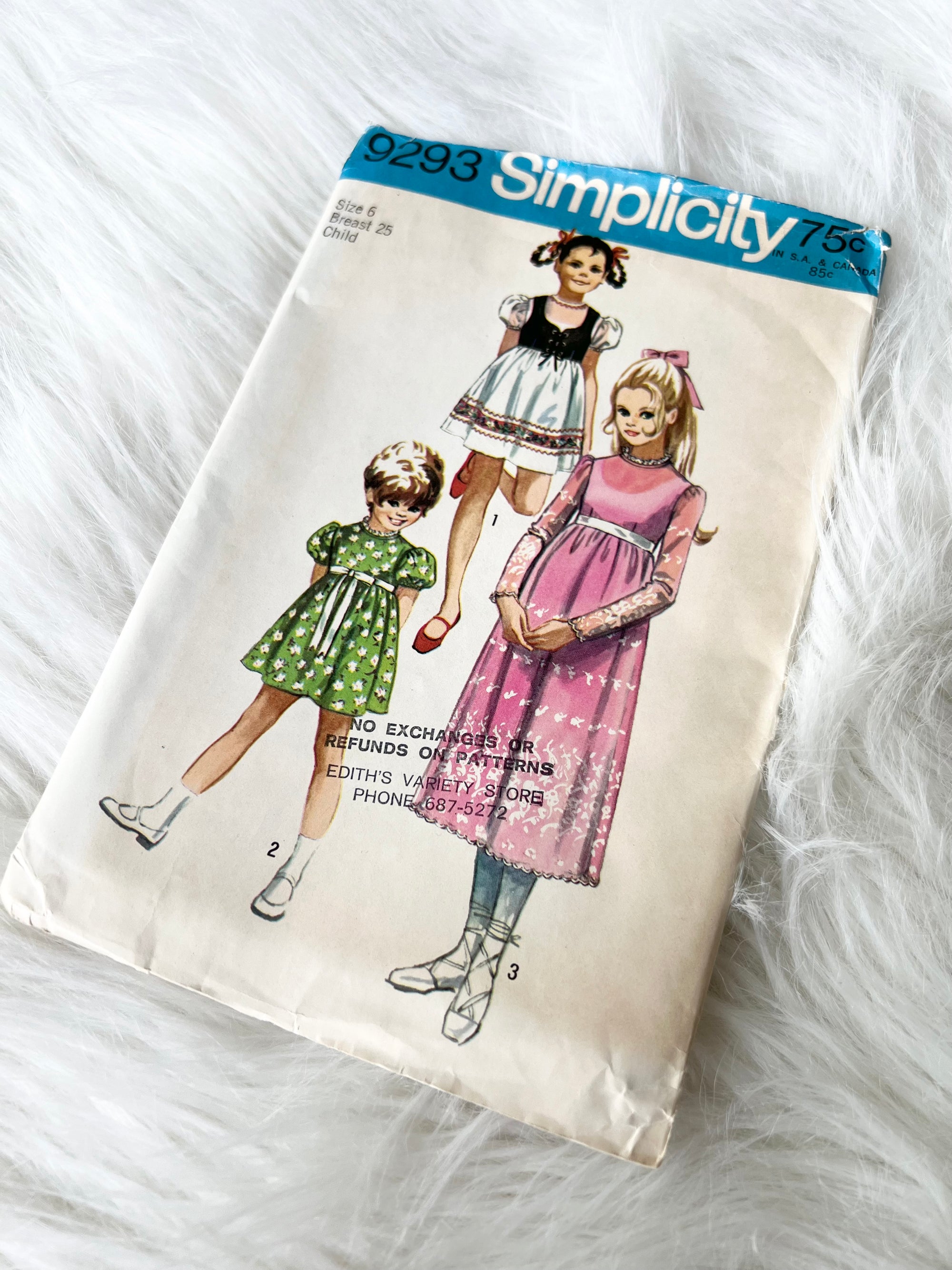 1971 Simplicity Girl’s Dress Sewing Pattern
