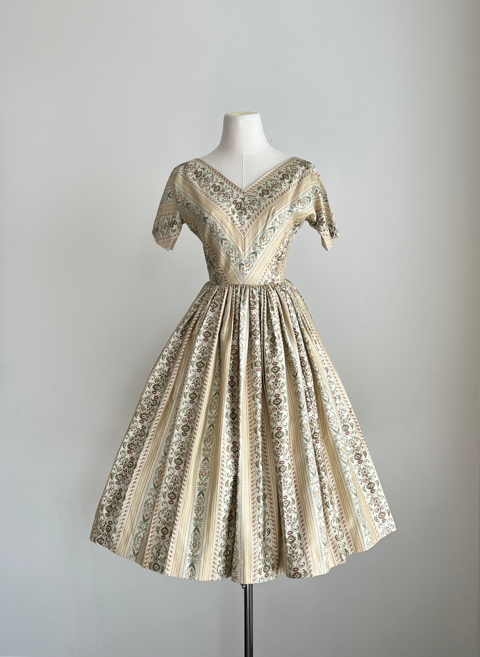 1950s Jonathan Logan Silk Print Dress XS