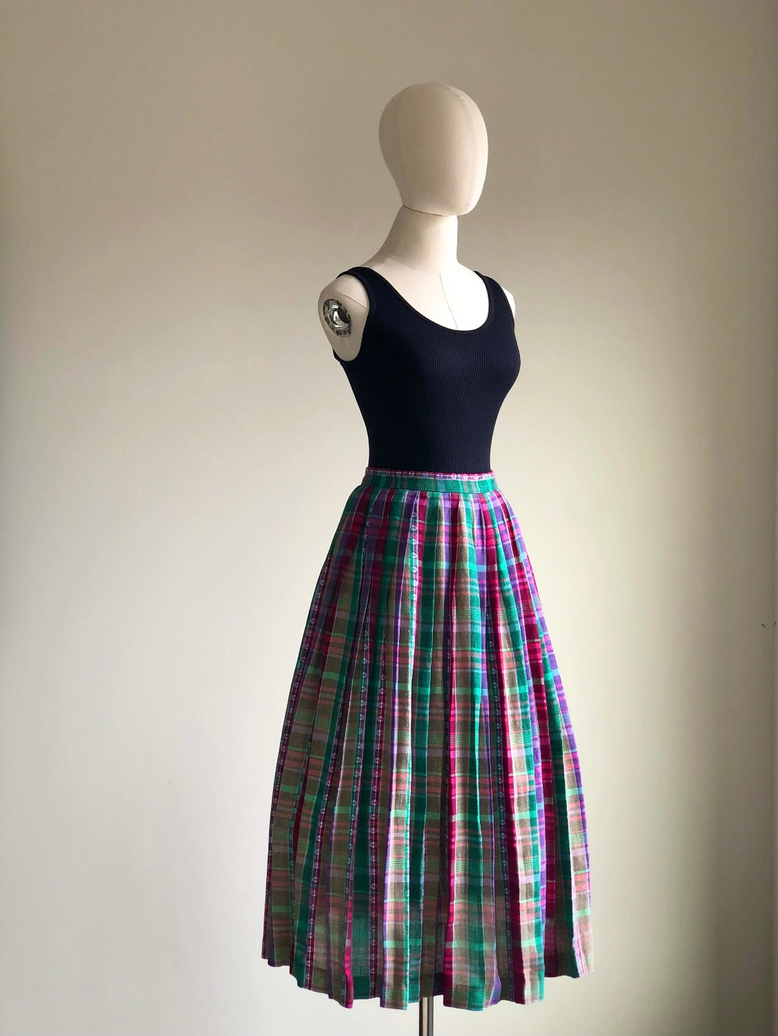 1980s Vintage Cyrano Checkered Skirt SMALL