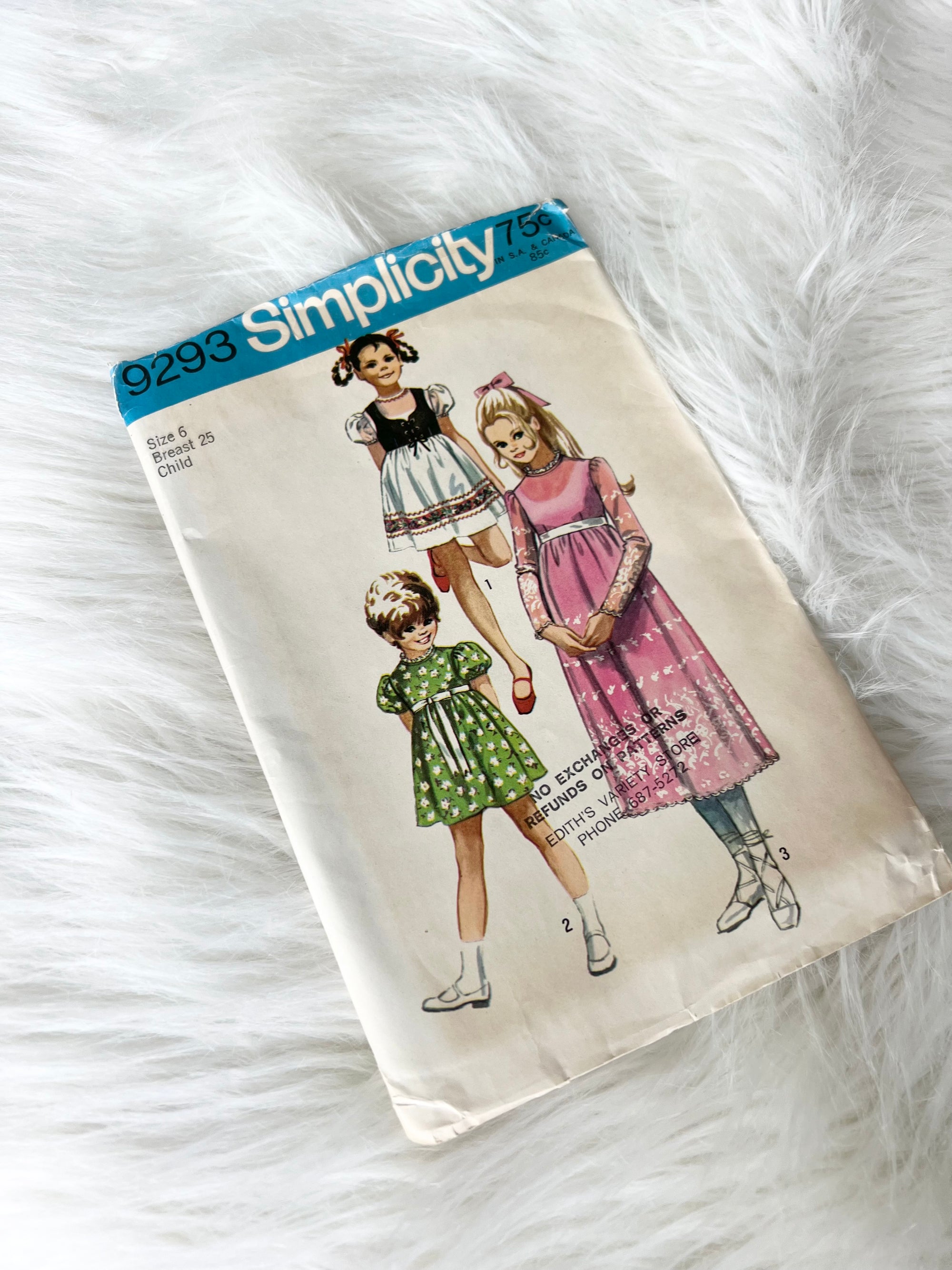1971 Simplicity Girl’s Dress Sewing Pattern