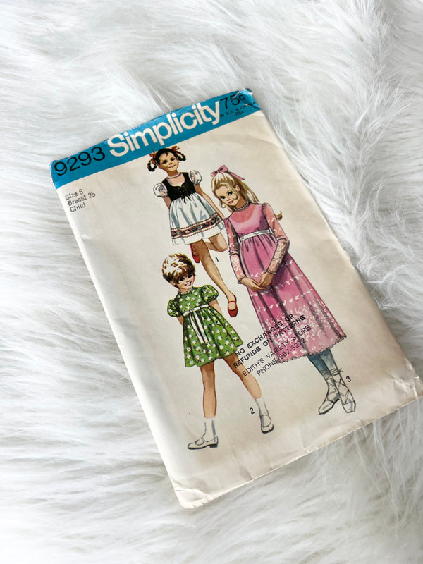 1971 Simplicity Girl’s Dress Sewing Pattern - Maiden Posh