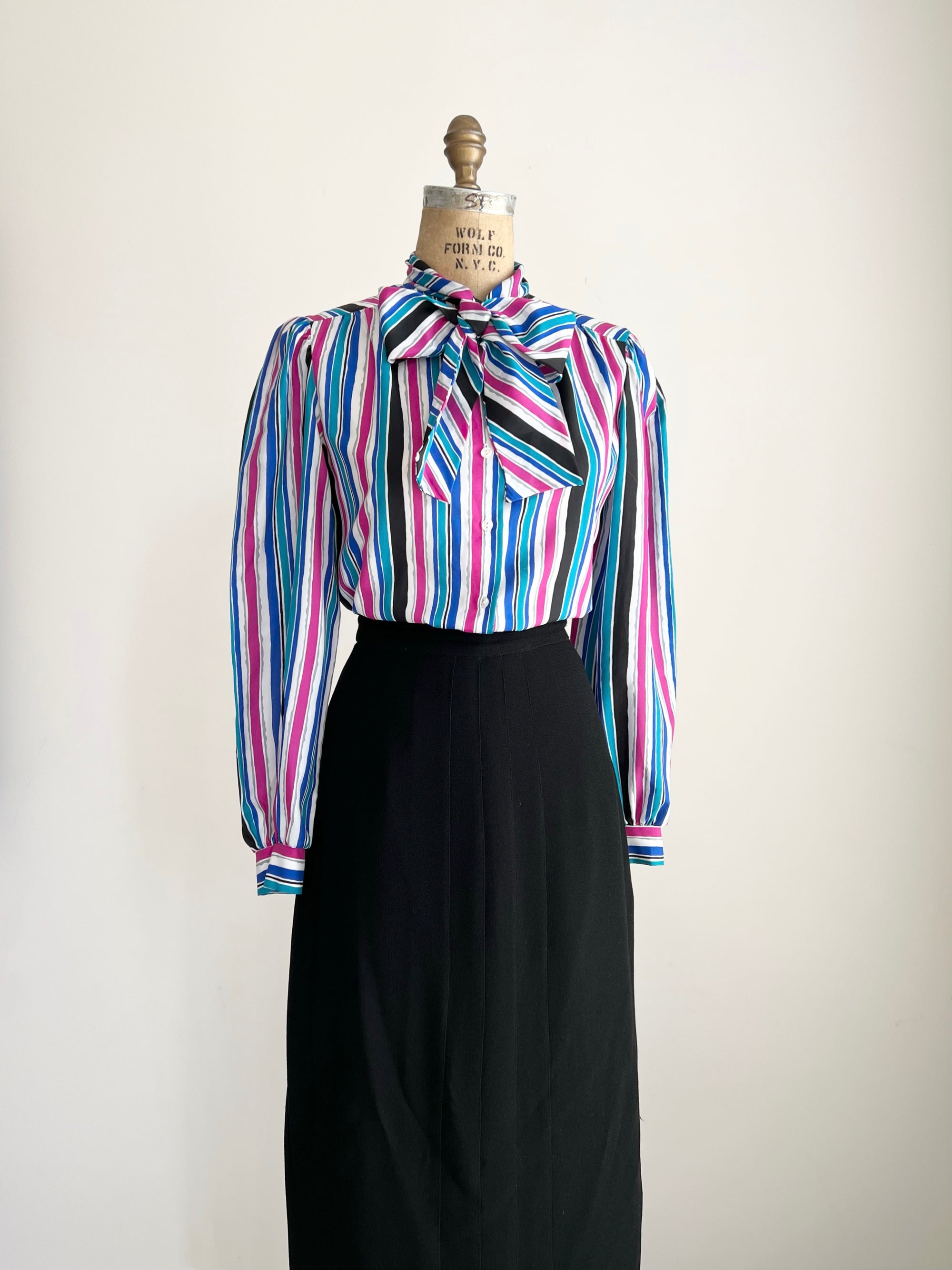 1980s Candy Striped Blouse