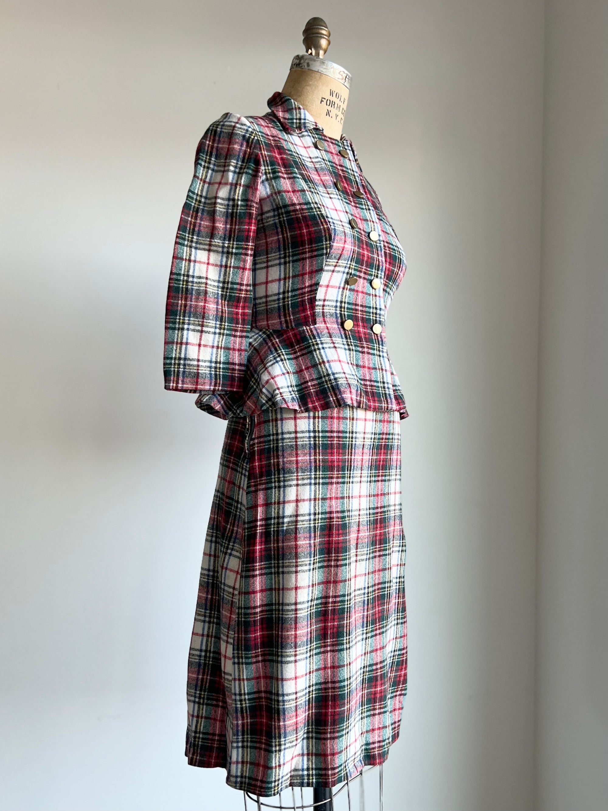 1940s Plaid Wool Suit XS
