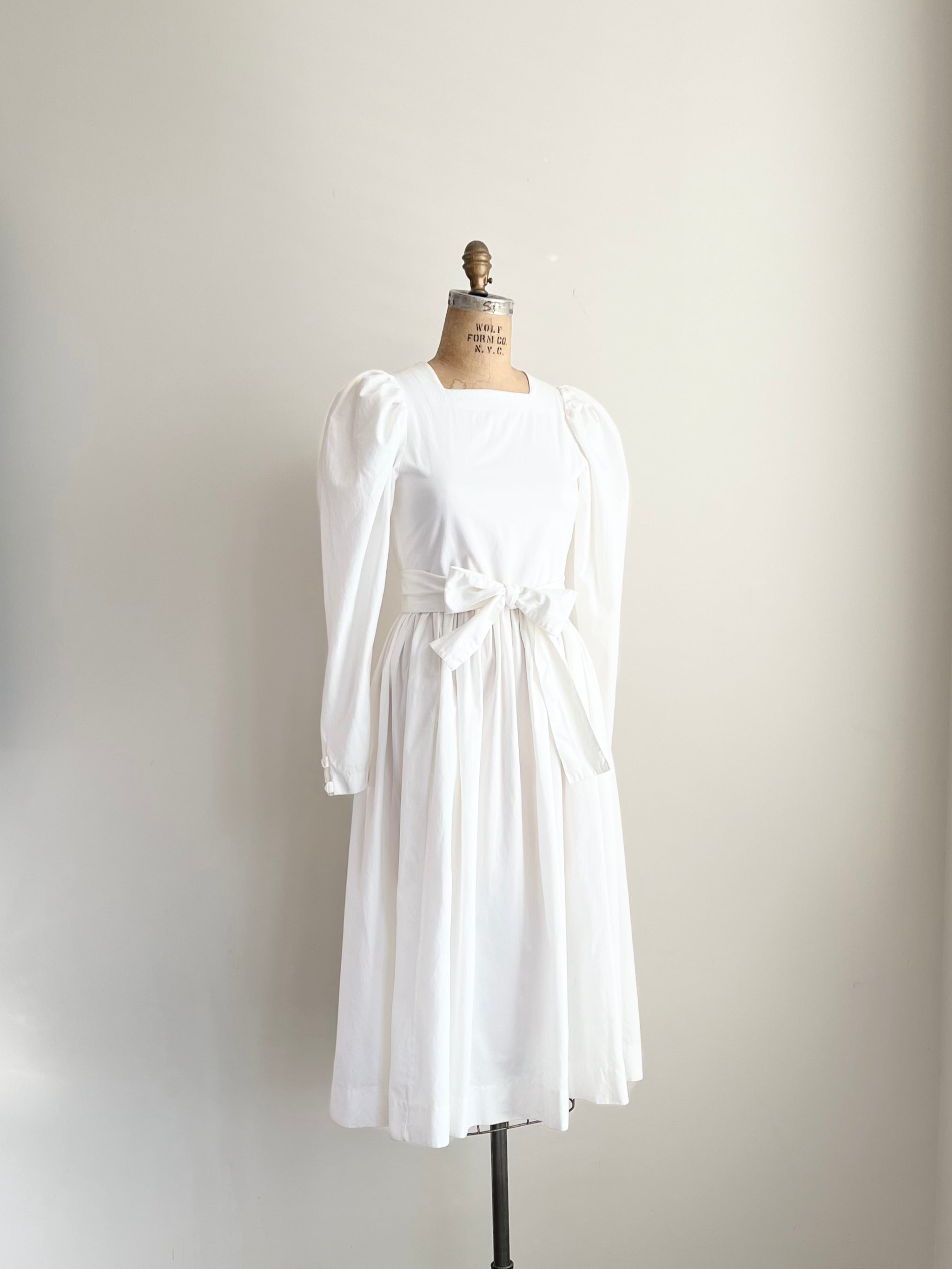 1980s Laura Ashley Puff Sleeve White Cottagecore Dress XS/S - Maiden Posh 1980s Laura Ashley Puff Sleeve White Cottagecore Dress XS/S - Maiden Posh